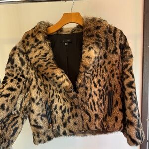 Cropped animal print 100% rabbit fur jacket, GREAT condition